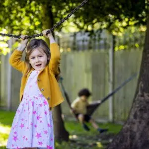 Children playing on a chain walk