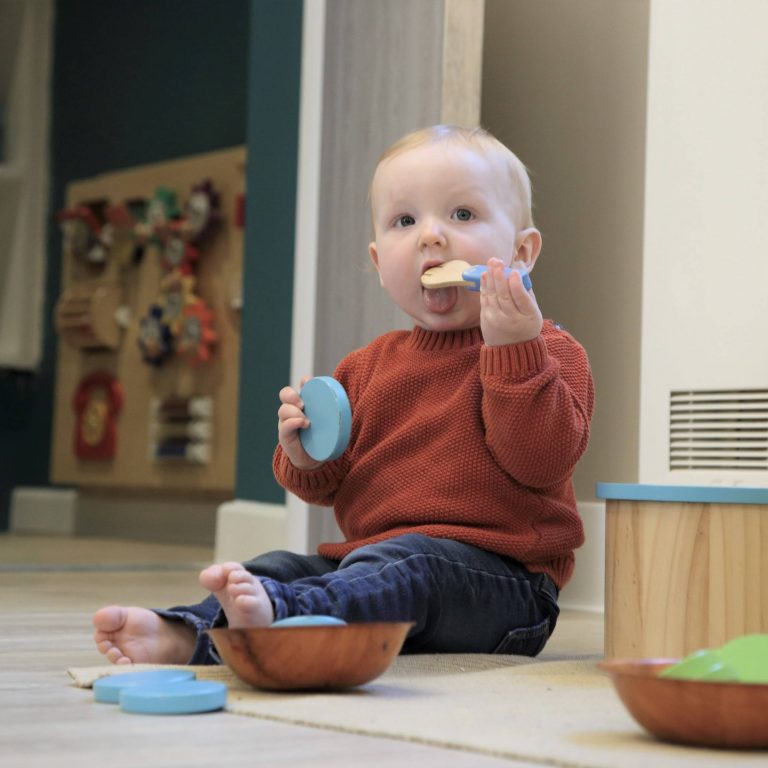 child putting a toy in his mouth